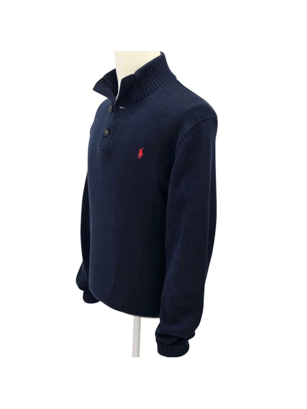 Polo Ralph Lauren Mens XL Navy Cotton Shawl Collar Pullover Sweater Red Pony